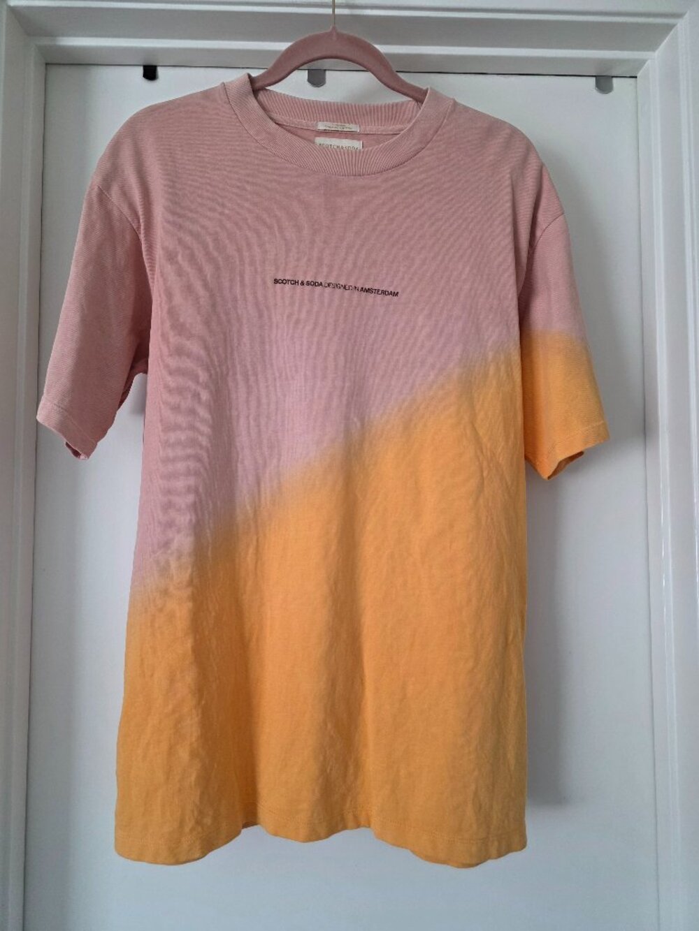 Scotch & Soda Amsterdam Men's T-Shirt Pink Gold Ombre Tie Dye Organic Cotton M